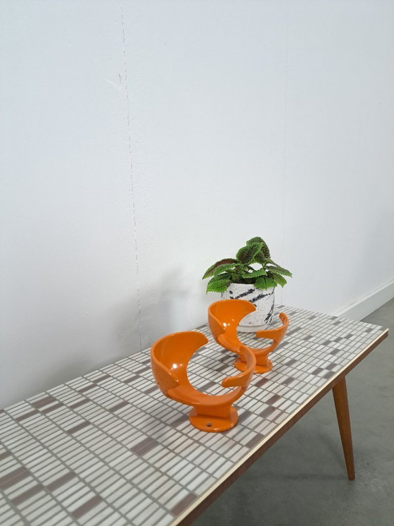 Image 1 of Set of 2 space age orange hooks, wall hook, coat rack