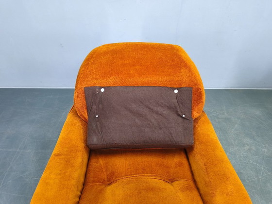 Image 1 of Coppia di poltrone lounge italiane in stile Space Age, con rivestimento arancione, anni '70.