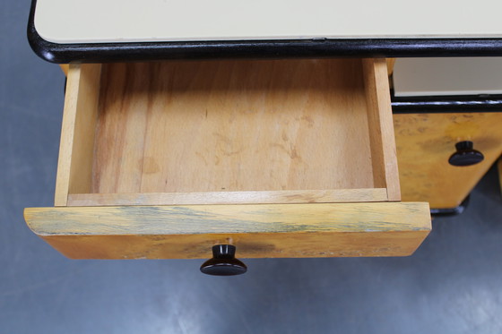 Image 1 of 1950s Pair of Bedside Tables/Nightstands in Birch Finish, Czechoslovakia