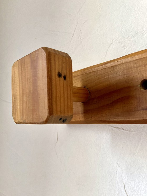 Image 1 of Wall-mounted coat rack with 4 wooden hooks
