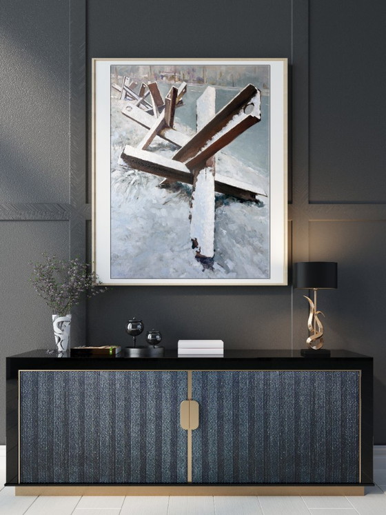 Original Oil Painting Modern Art Symbolism War Snowflakes – Paintings & Drawings, Canvas (photo 3 of 7)