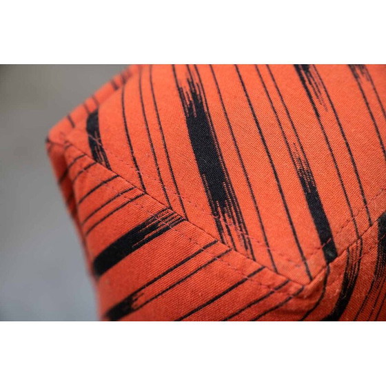 Image 1 of Pair of vintage armchairs in red and black fabric, 1970