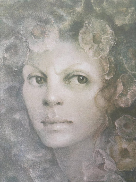 Zeefdruk van Leonor Fini uit de jaren 70, portret van een fronsende vrouw. – Litho's & Zeefdrukken, Paper (photo 4 of 10)