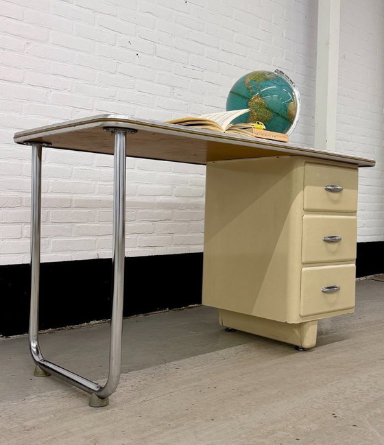 Image 1 of Vintage tubular frame Maquet desk, doctor's office
