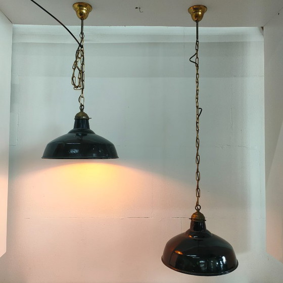 Image 1 of Lampada da caffè/soffitto industriale vintage in metallo/emaillen (4 in magazzino)