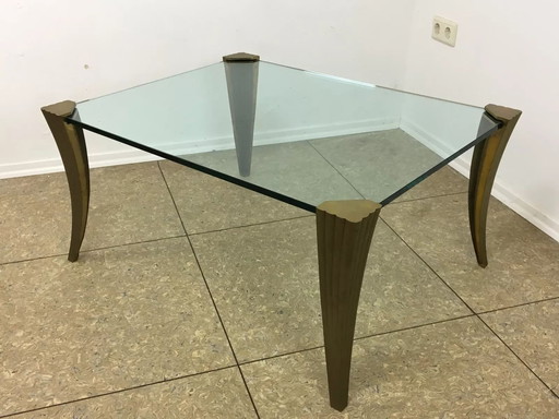 60's 70's Brutalist Bronze Coffee Table by Peter Ghyczy Space Age Design