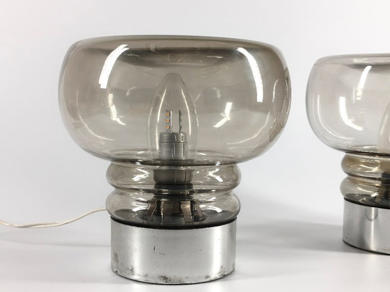 Coppia di Lampade da tavolo Vintage anni '70 in Vetro Fumè – Illuminazione Design Retrò (photo 4 of 11)