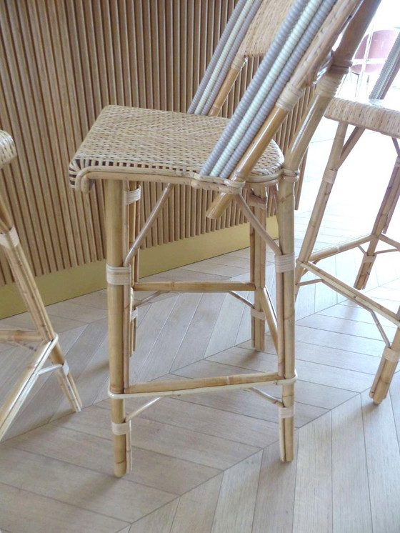 Image 1 of Set van 3 Maison Louis Drucker bistrostoelen in licht Manila-rotan.
