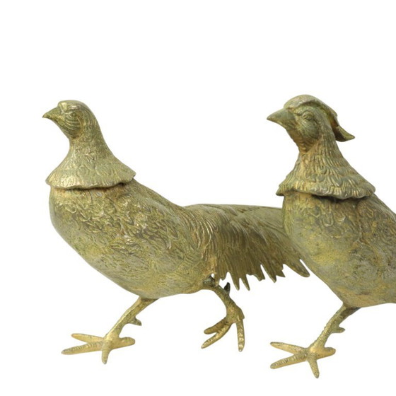 Image 1 of Vintage Couple Copper Pheasant Statues