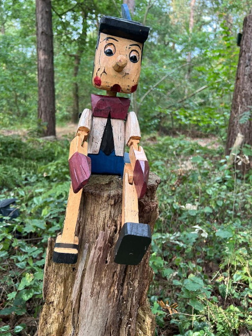 Pinocchio in legno fatto a mano – Statuetta colorata – 44 cm – decoratieve objecten, Wood (photo 2 of 5)
