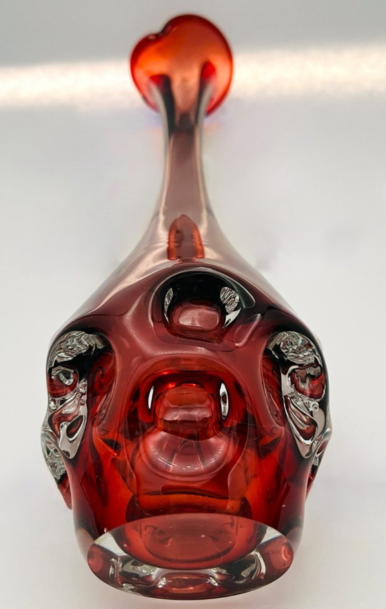 Image 1 of Retro sueco- Börne augustsson- Jarrón con huella digital - alto- rojo