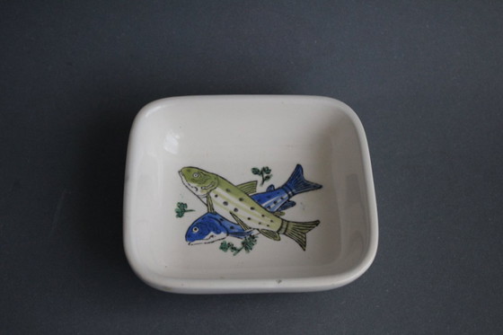 Image 1 of Piccola ciotola vintage in ceramica, dipinta a mano con 2 pesci