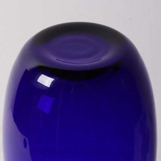 Image 1 of Vintage Cobalt Blue Crystal Vase with Silver Ornament / Fani Argento / Italy / 1930s