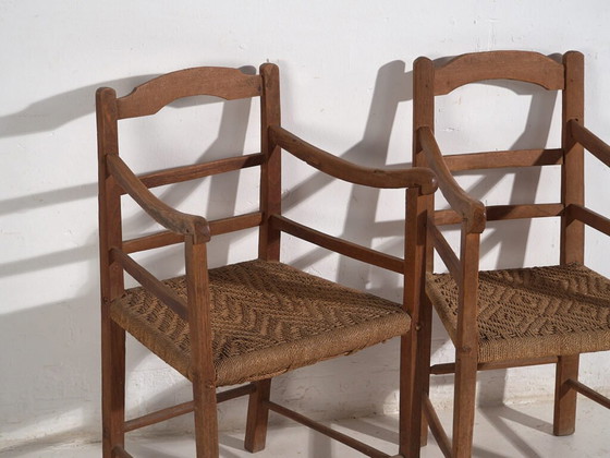 Antique oak armchairs (c.1900). Set of 2 pieces – Rustic (photo 10 of 40)