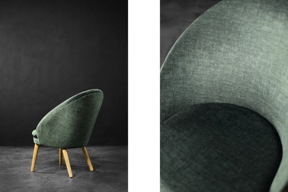 Image 1 of Vintage Mid Century Deens Modern Eiken & Stoffen Fauteuil 301 van Ejvind A. Johansson voor Godtfred H. Petersen, jaren 1950