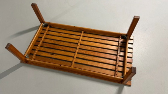Scandinavian slatted bench or plant table 60s/70s, Benches, Wood, Brown (photo 4 of 7)