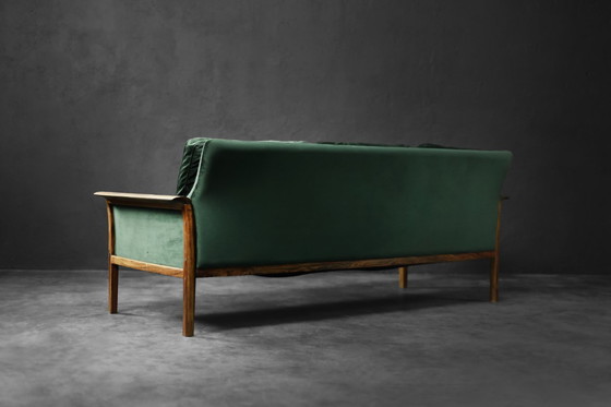 Image 1 of Canapé et Chaise Vintage en Palissandre et Velours Vert Bouteille par Knut Sæter pour Vatne Møbler, Norvège, 1960s, Set de 2