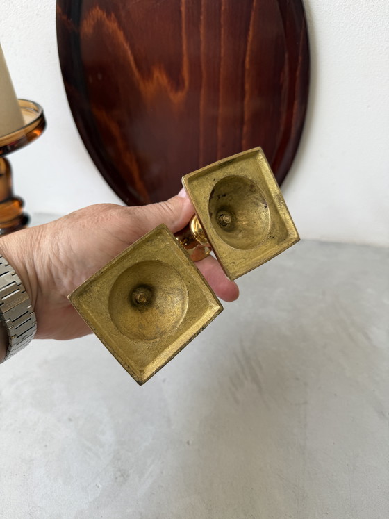 Image 1 of Vintage messing kandelaars set | mid century brass | sfeervol decor