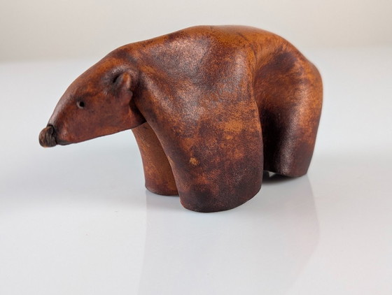Image 1 of Mid-Century Modern Folded Leather Bear Sculpture, Germany, 1960s