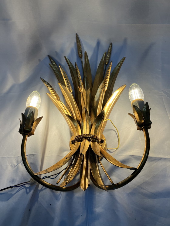 Image 1 of Vintage Hans Kögl Wheat Sheaf korenaar wandlampen MCM
