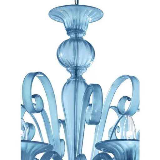Lampadario in vetro di Murano blu satinato veneziano di Simoeng