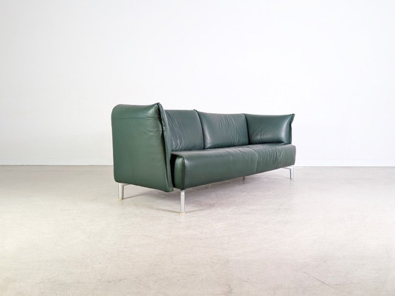 Image 1 of Original Rolf Benz Sofa Leder Design Couch dunkelgrün Zweisitzer