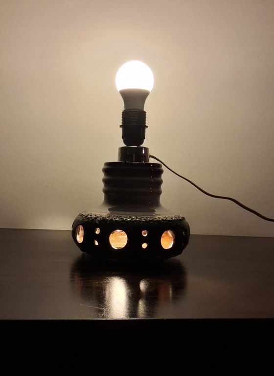 Image 1 of Herda Fat lava keramische tafellamp met originele kap 