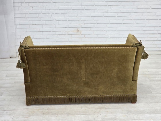 Image 1 of 1970s Danish 2-Seater "Spanish" Drop Arm Sofa, Furniture Velour