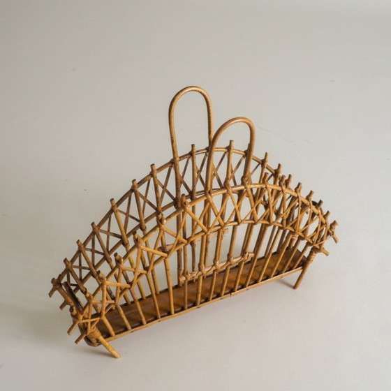 Image 1 of Mid Century Rattan Magazine Holder