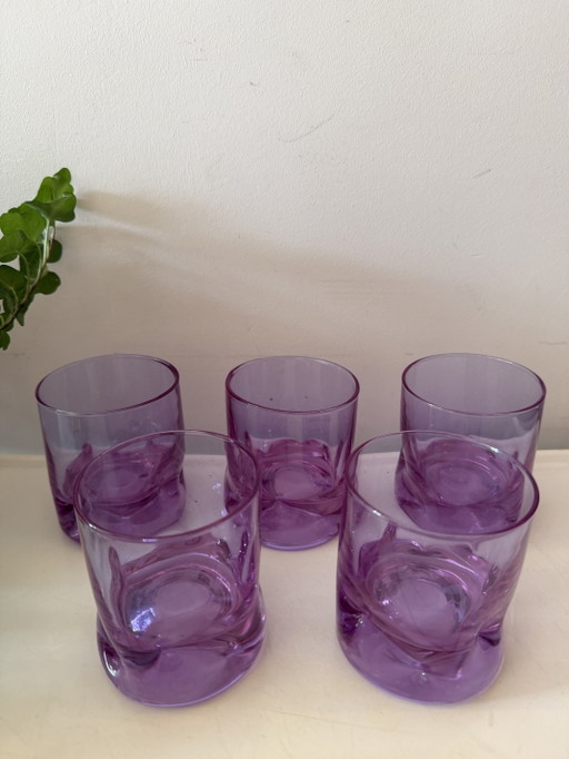 Italiaanse Vintage Tumbler Glazen Lila Jaren 70 – glazen karaffen, Glass (photo 2 of 7)