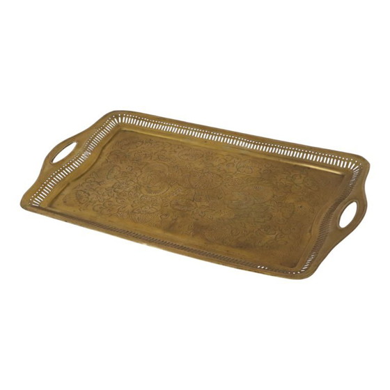 Vassoio vintage orientale in ottone con decorazioni floreali, 50 cm – Oggetti decorativi, Brass (photo 12 of 17)