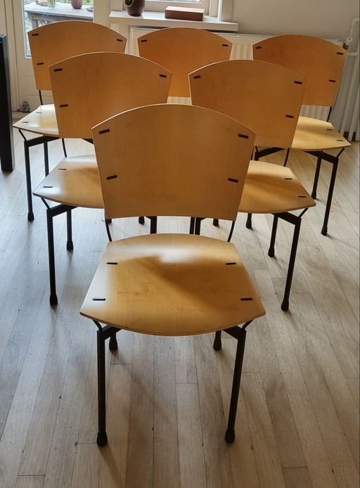 Ein Set von 6 Arflex Elasta Stühlen