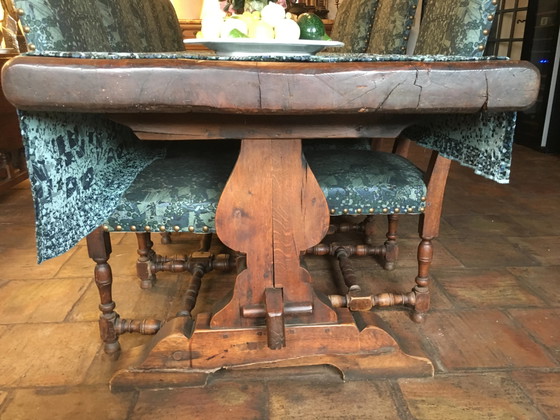 Tavolo da monastero + 9 sedie e 2 poltrone Luigi XIII in rovere., Tavoli da pranzo (foto 3 di 20)