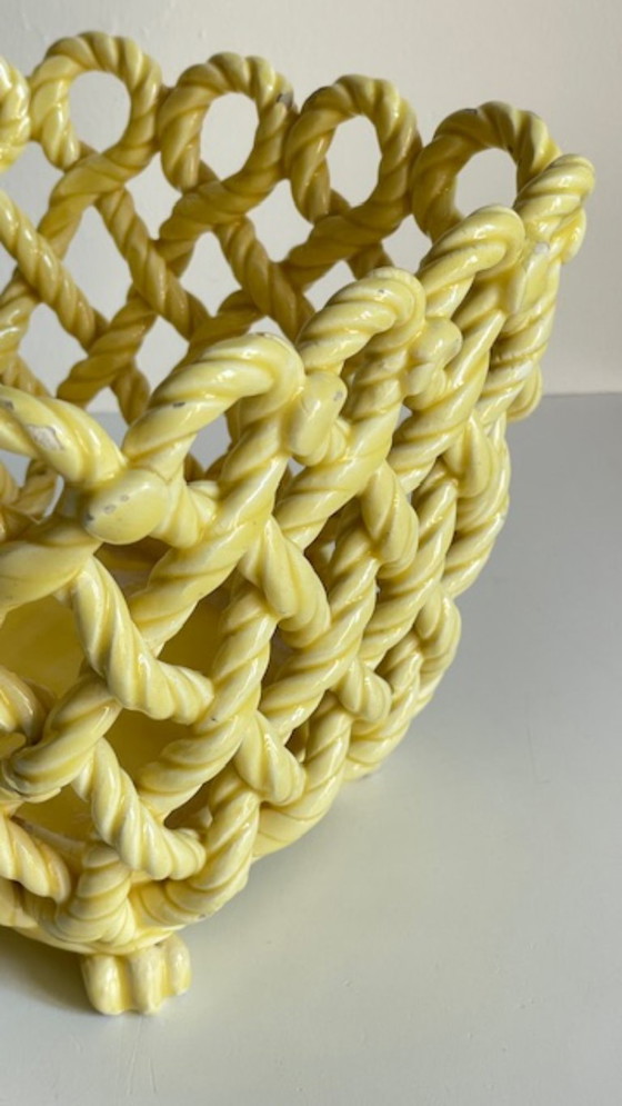 Image 1 of Vintage Woven Earthenware Plant Pot