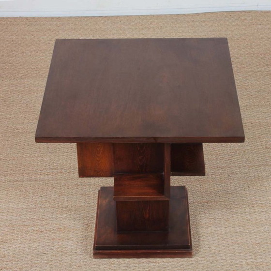 Image 1 of Geometric wooden side table dating from the 1940s