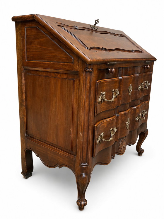 Sekretär/Schreiber im Stil Ludwigs XV. – Schreibtisch, Leather, Wood (photo 3 of 9)