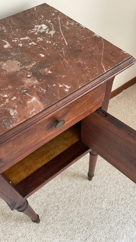 Image 1 of Comodino antico in legno e marmo