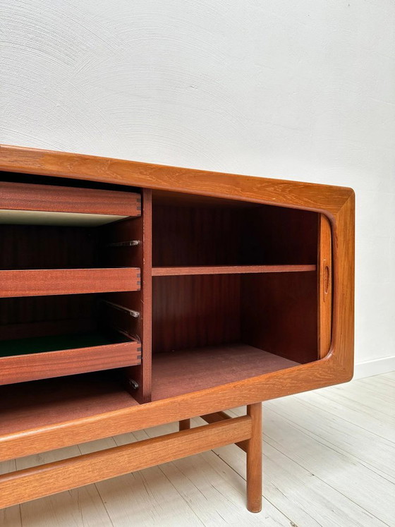 1960s Vintage Large Danish Design Teak Sideboard with Tambour Doors, OMANN JUN, Wood, Brown (photo 14 of 19)