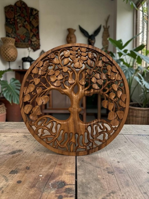 Árbol de la Vida de madera hecho a mano – decoración de pared – 60 cm – wanddecoratie, Wood
