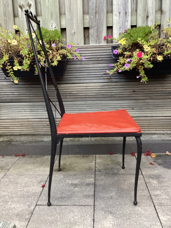 René Prou - 2 chaises en fonte noires - vintage – Chaises de salle à manger (photo 3 of 13)