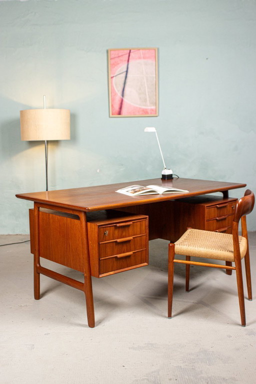 Omann Jun Modell 75 Schreibtisch Teak Vintage Mid Century Danish