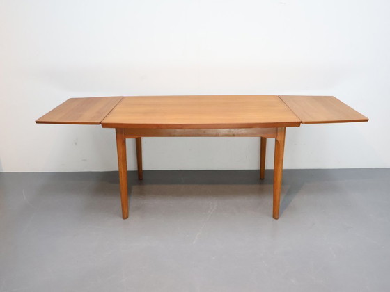 Image 1 of Tavolo da pranzo vintage in teak con gambe in rovere - allungabile