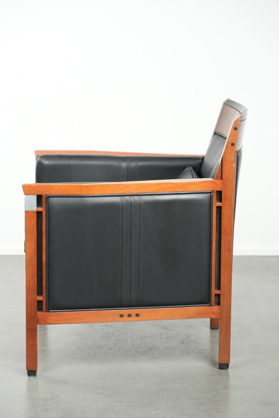 Zwarte leren Art Deco Schuitema design fauteuil, in goede staat, uit de Decoforma serie – Leather, Klassiek (photo 5 of 12)