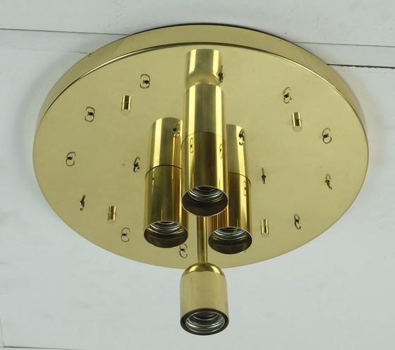 Image 1 of fantástica lámpara de techo glashuette limburg mid century lámpara de techo con 18 tubos de cristal