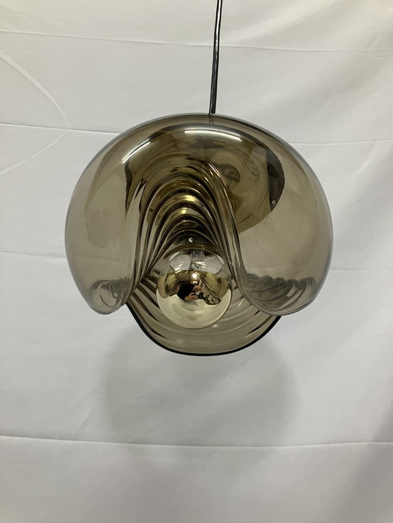 Image 1 of Suspension Vintage Futura Wave de Peill & Putzler en verre fumé