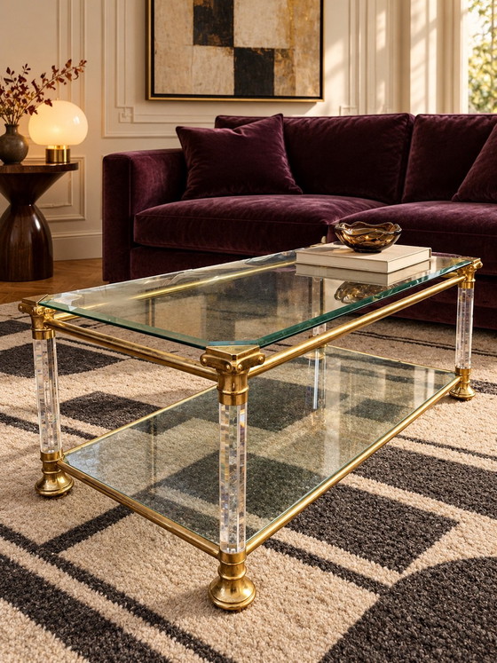 Two-tier Coffee Table France 1970 vintage, Metal, Gold (photo 9 of 9)
