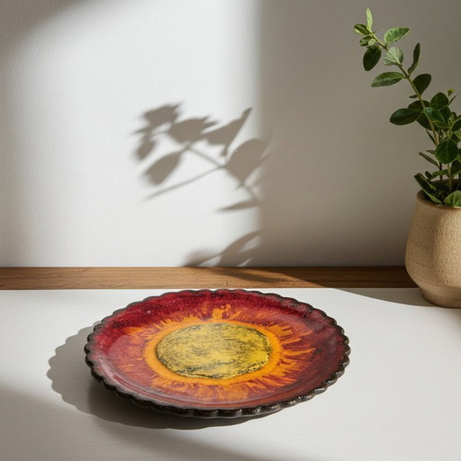 Vintage Hand-made ceramic painted plate