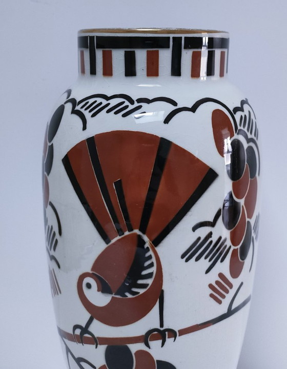 Image 1 of Art Deco vase by Keller Guérin, "Ceylon" bird