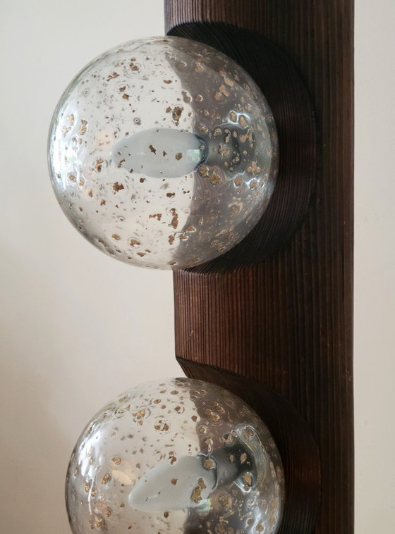 Hustadt Leuchten Brutalist Table or Floor Lamp, Table lamps, Wood, Glass, Brown, Vintage (photo 9 of 9)