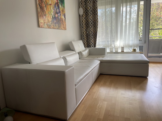 High-End Designer Leather Corner Sofa by Linie C (300x203 cm) - White (photo 3 of 6)